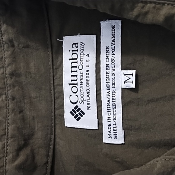 Columbia Olive Green Med Safari Button Down Quick Dry Shirt Roll Tab Sleeves - Picture 7 of 11